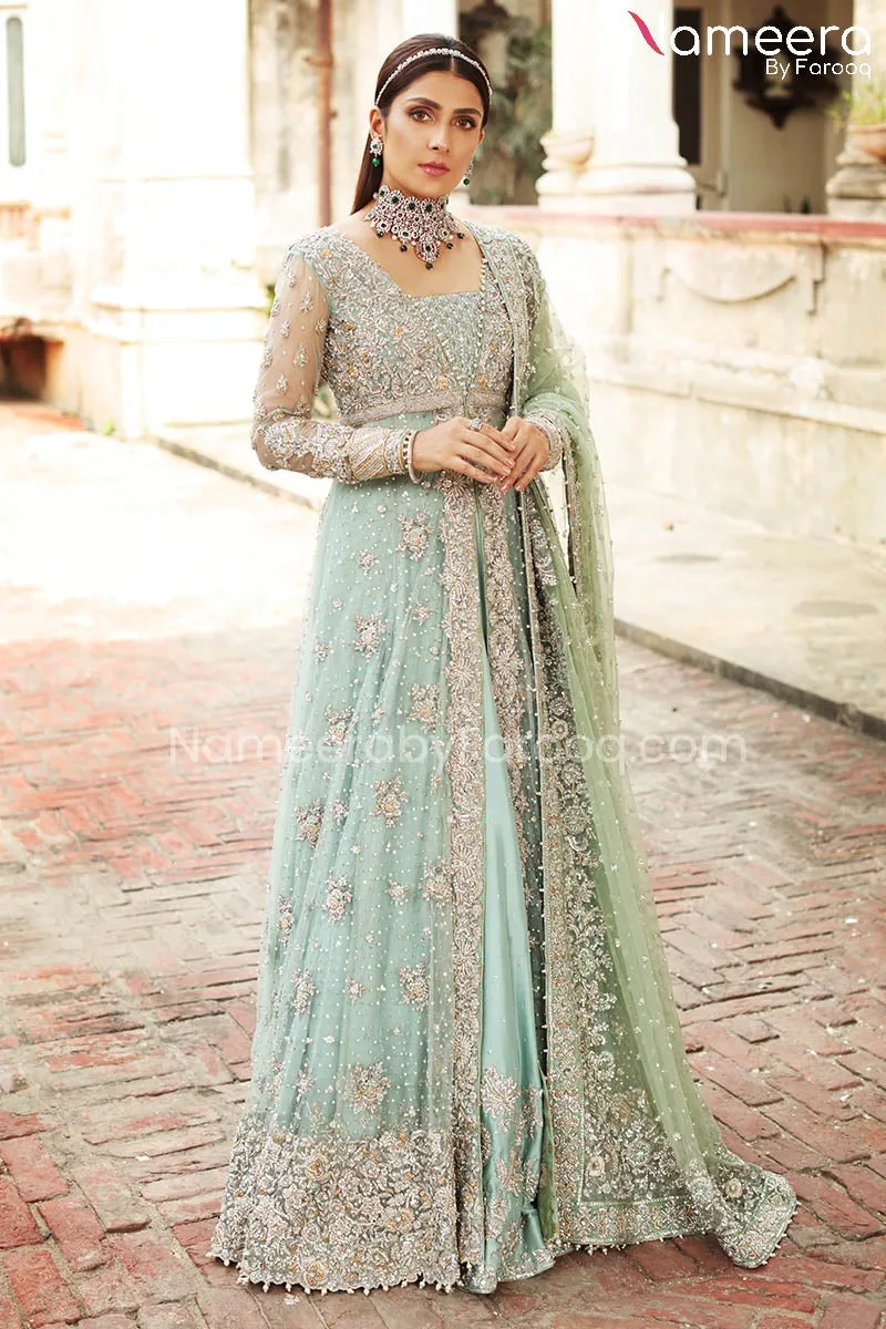 Front Open Gown Pakistani Bridal Dress Online #BS584