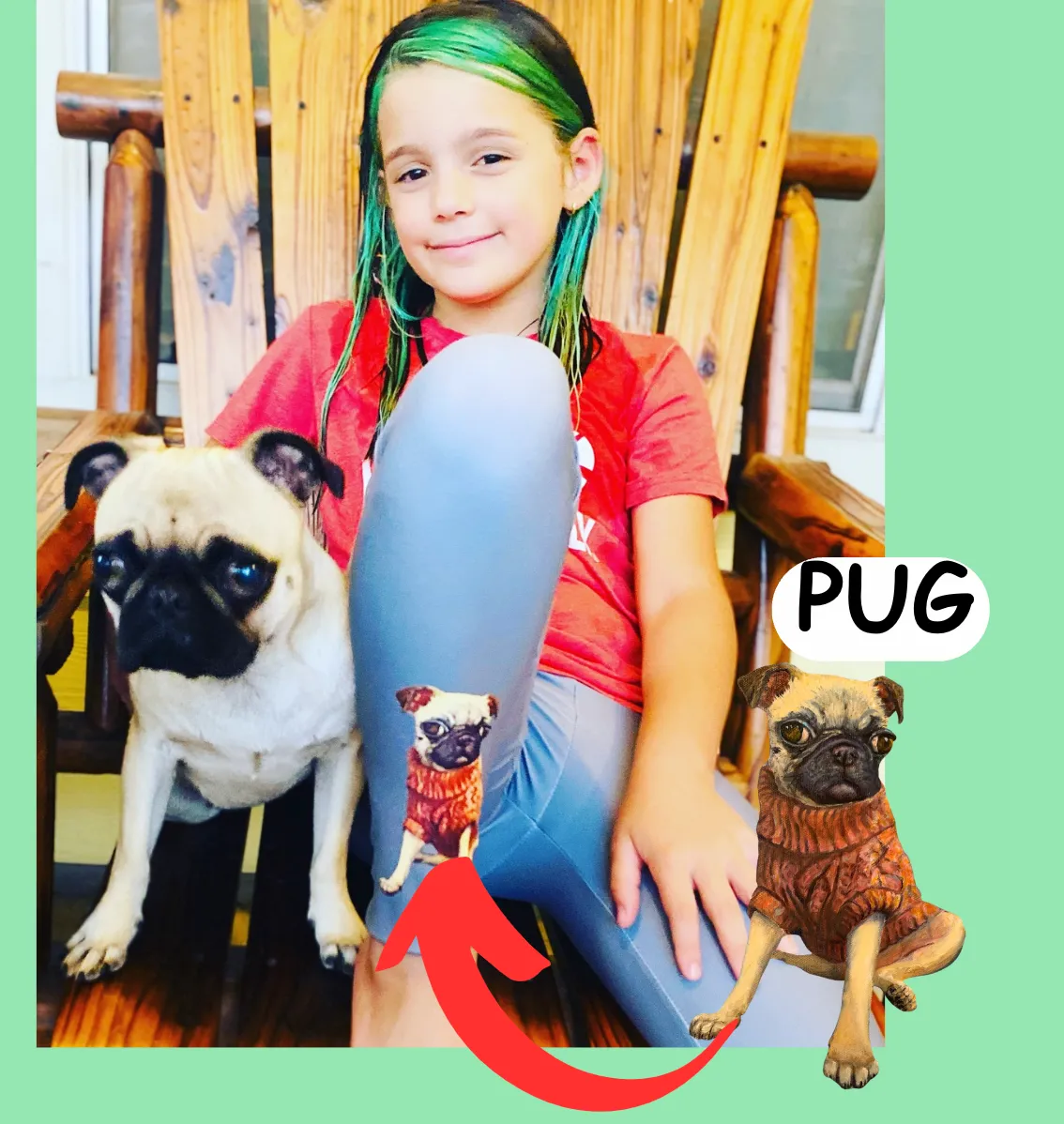 Girl's Leggings with Pug