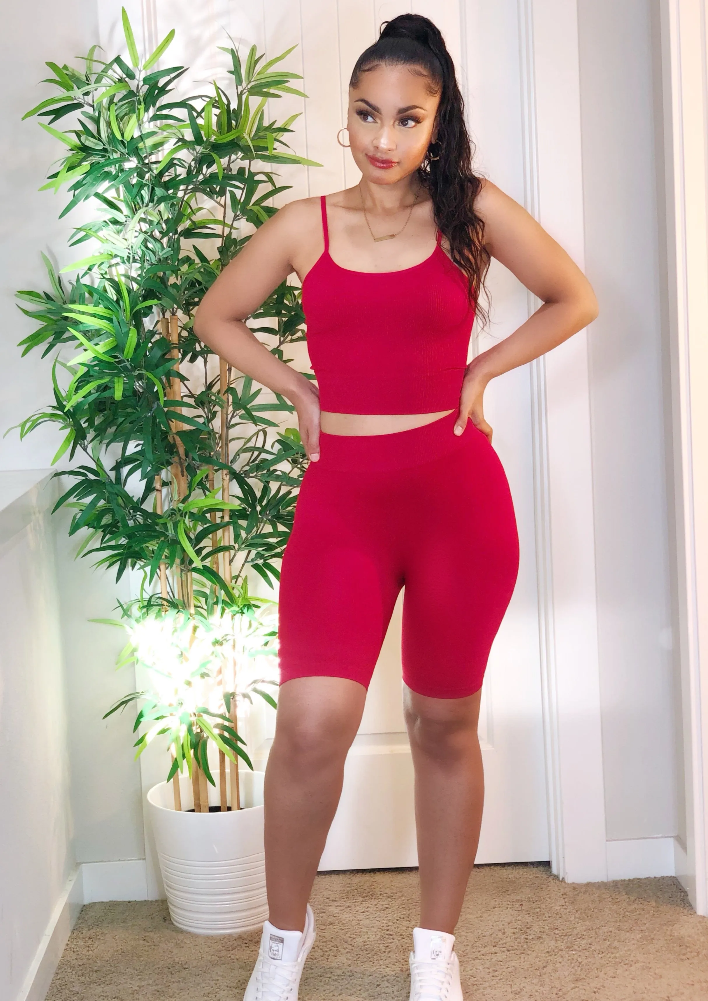 Goal Getter Biker Shorts (Red)