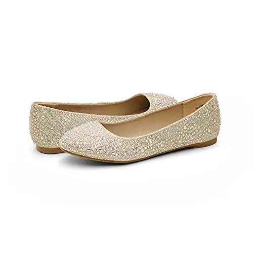 Gold Rhinestone Ballet Flats