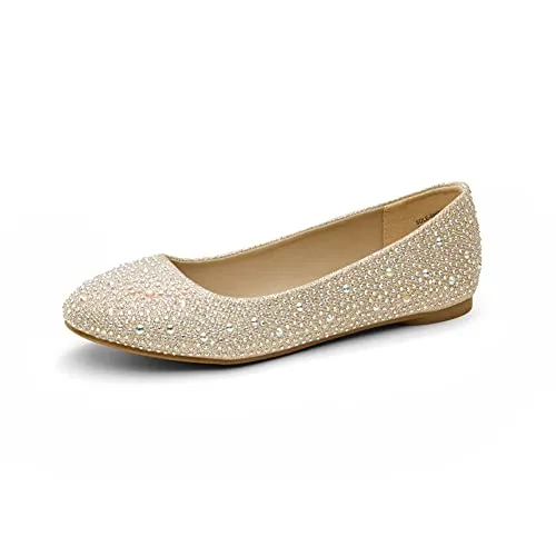 Gold Rhinestone Ballet Flats