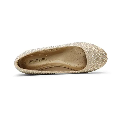 Gold Rhinestone Ballet Flats