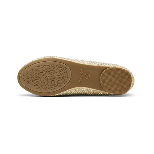 Gold Rhinestone Ballet Flats