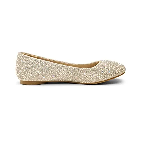 Gold Rhinestone Ballet Flats