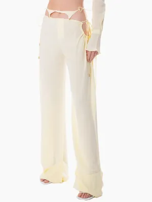 HAN WEN STUDIO Silk Side Gathered Trouser with Detachable Strap