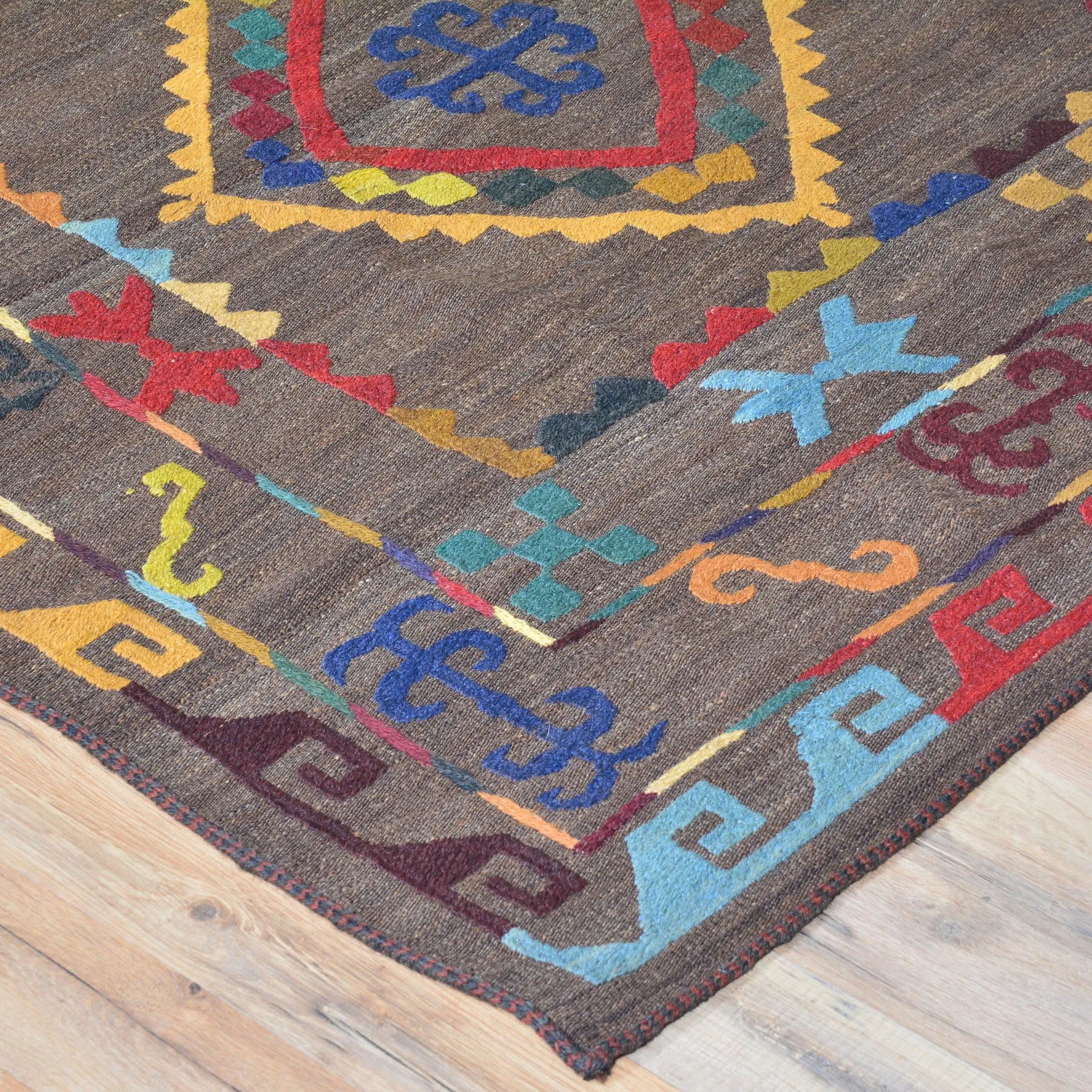 Hand-Woven Afghan Suzani Handmade Wool Flat-weave Rug (Size 4.5 X 6.2) Cwral-7323