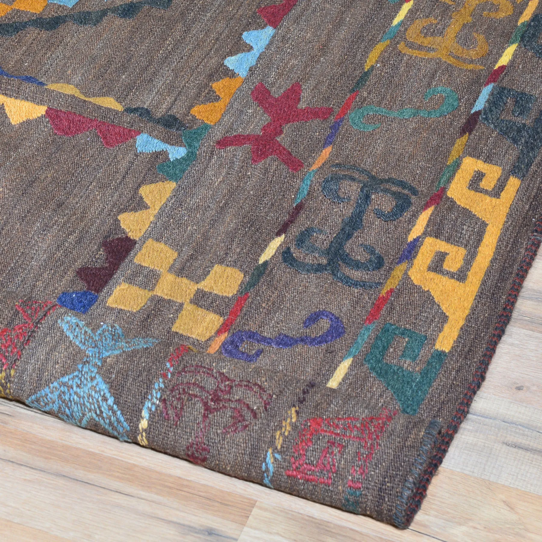 Hand-Woven Afghan Suzani Handmade Wool Flat-weave Rug (Size 4.5 X 6.2) Cwral-7323