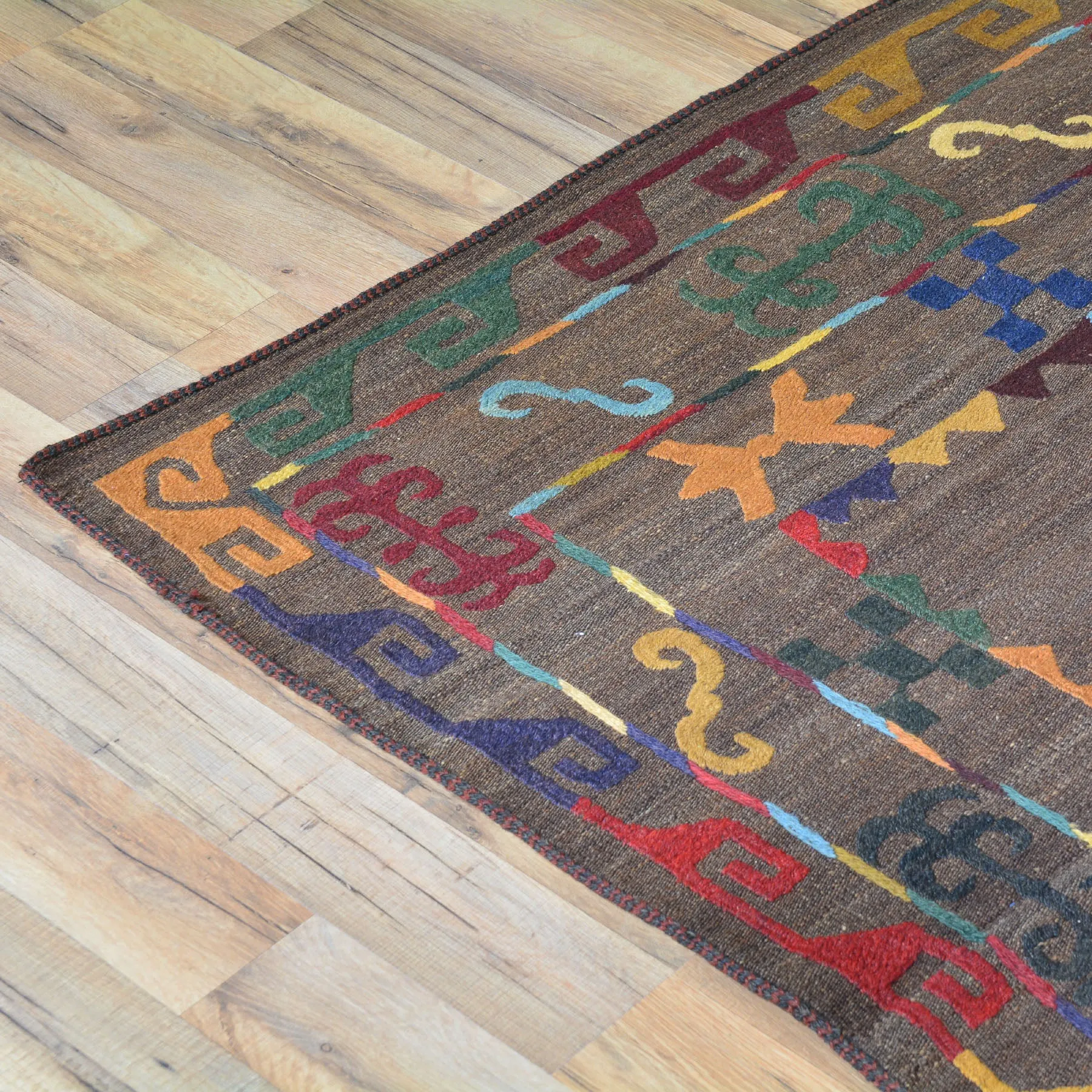 Hand-Woven Afghan Suzani Handmade Wool Flat-weave Rug (Size 4.5 X 6.2) Cwral-7323