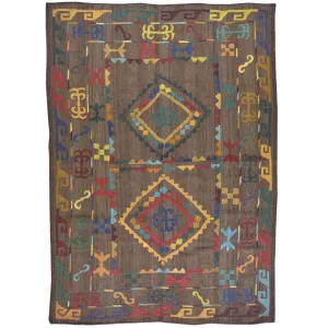 Hand-Woven Afghan Suzani Handmade Wool Flat-weave Rug (Size 4.5 X 6.2) Cwral-7323