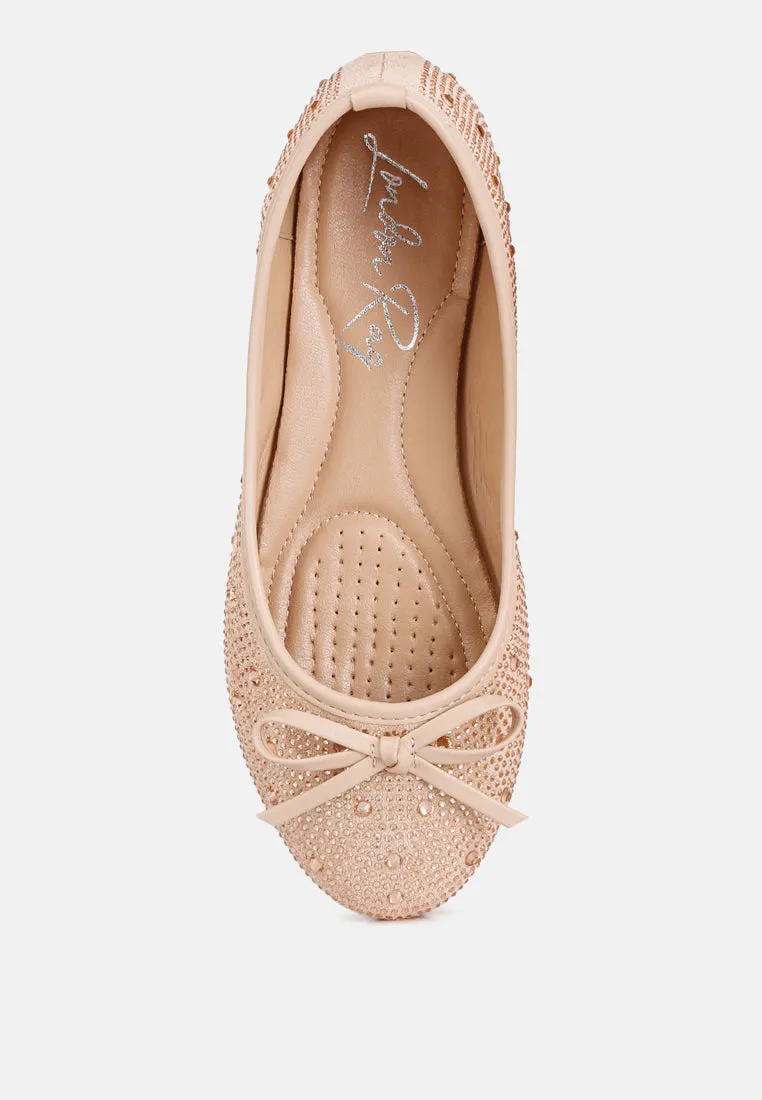 Hosana Rhinestones And Stud Embellished Ballet Flats By RAG