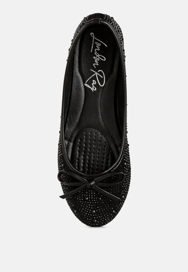 Hosana Rhinestones And Stud Embellished Ballet Flats By RAG