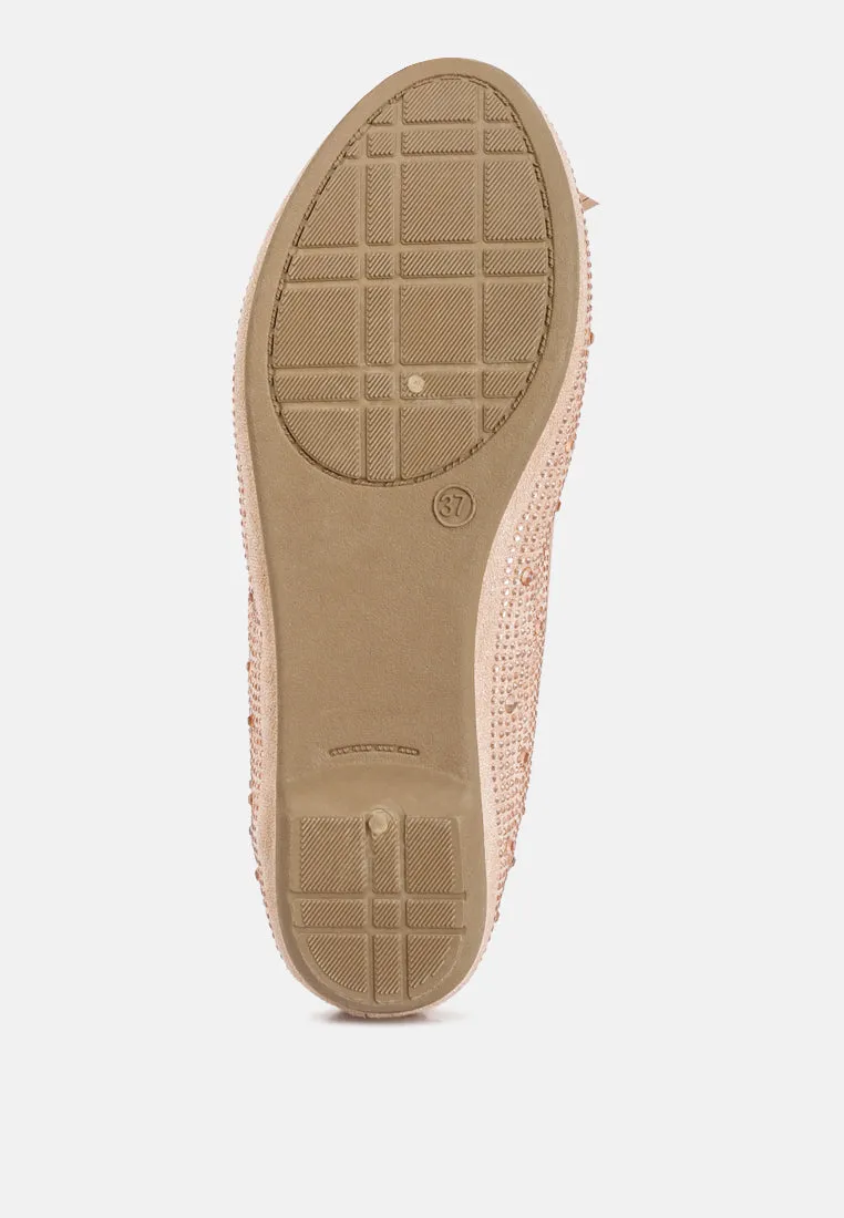 Hosana Rhinestones And Stud Embellished Ballet Flats By RAG