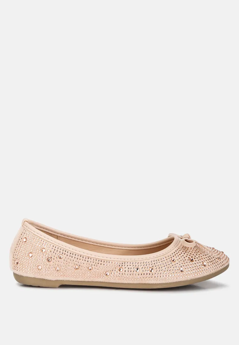 Hosana Rhinestones And Stud Embellished Ballet Flats By RAG
