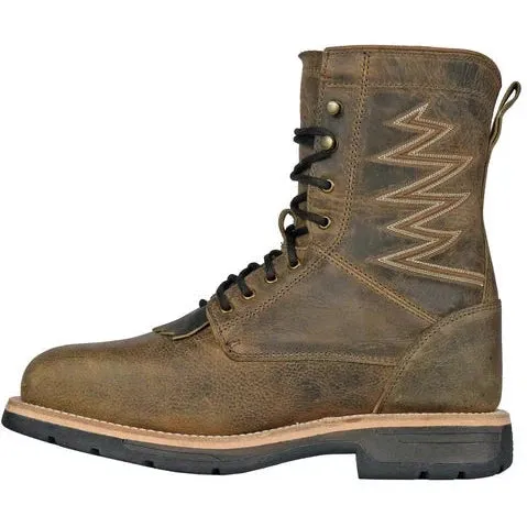 Hoss Men's Brisbee 8" Lacer Comp Toe Slip Resist Work Boot- Brown- 94062