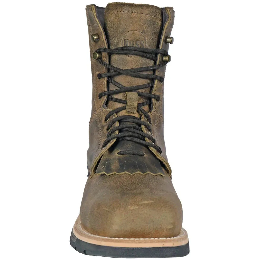 Hoss Men's Brisbee 8" Lacer Comp Toe Slip Resist Work Boot- Brown- 94062