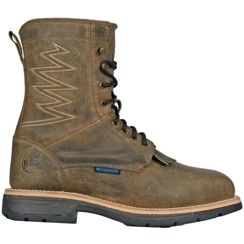 Hoss Men's Brisbee 8" Lacer Comp Toe Slip Resist Work Boot- Brown- 94062