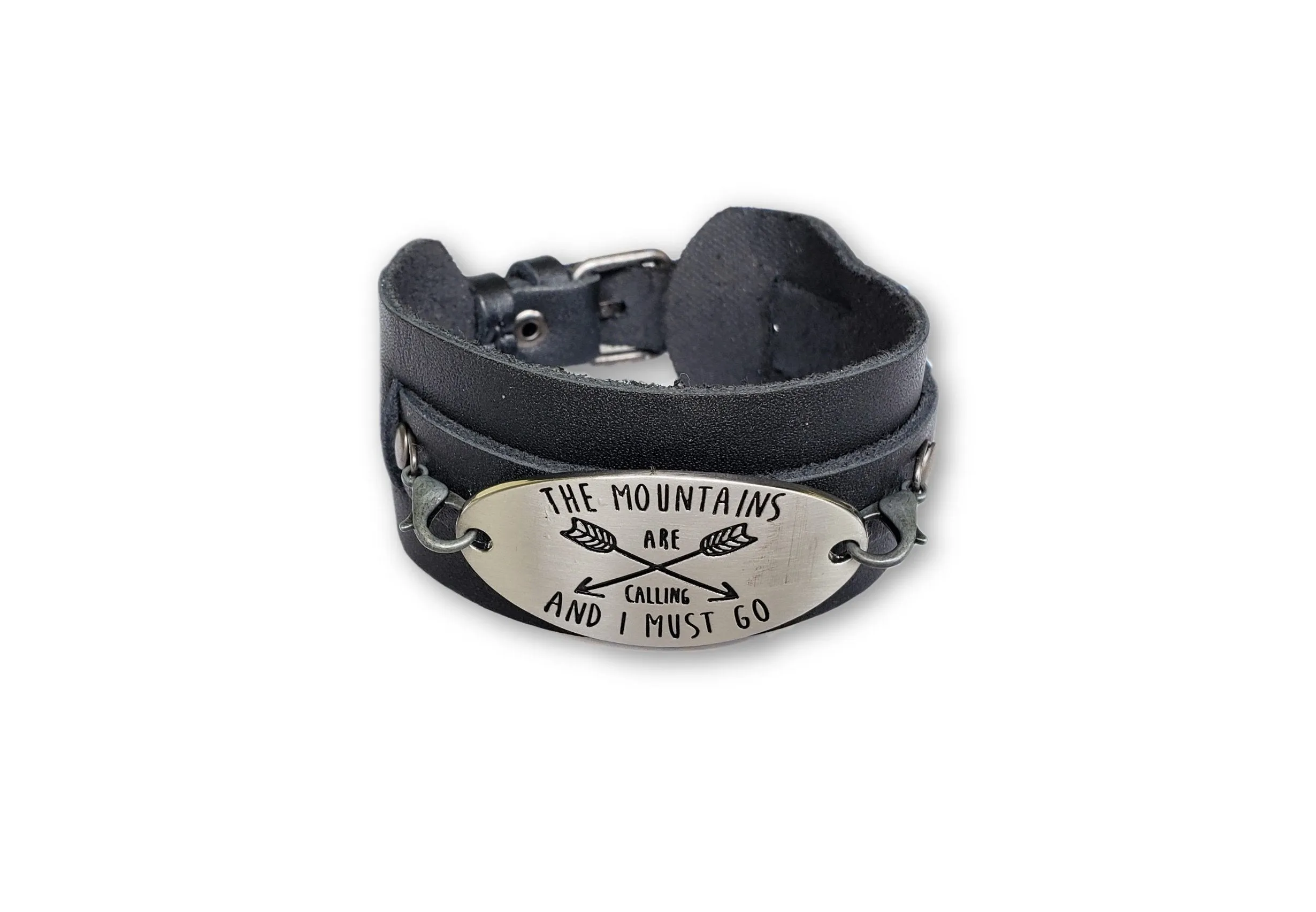 I Must Go! Black Leather Bracelet