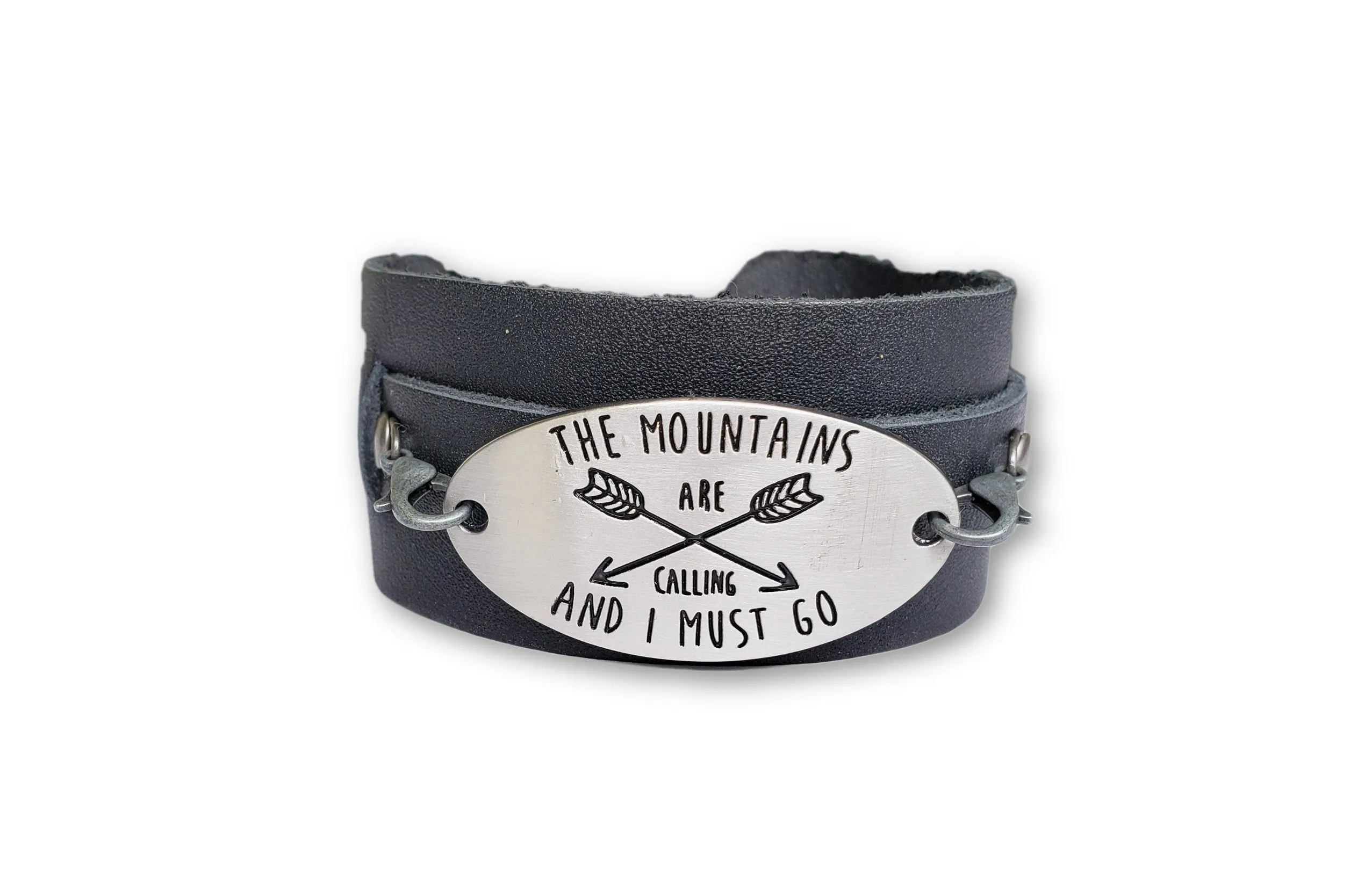 I Must Go! Black Leather Bracelet