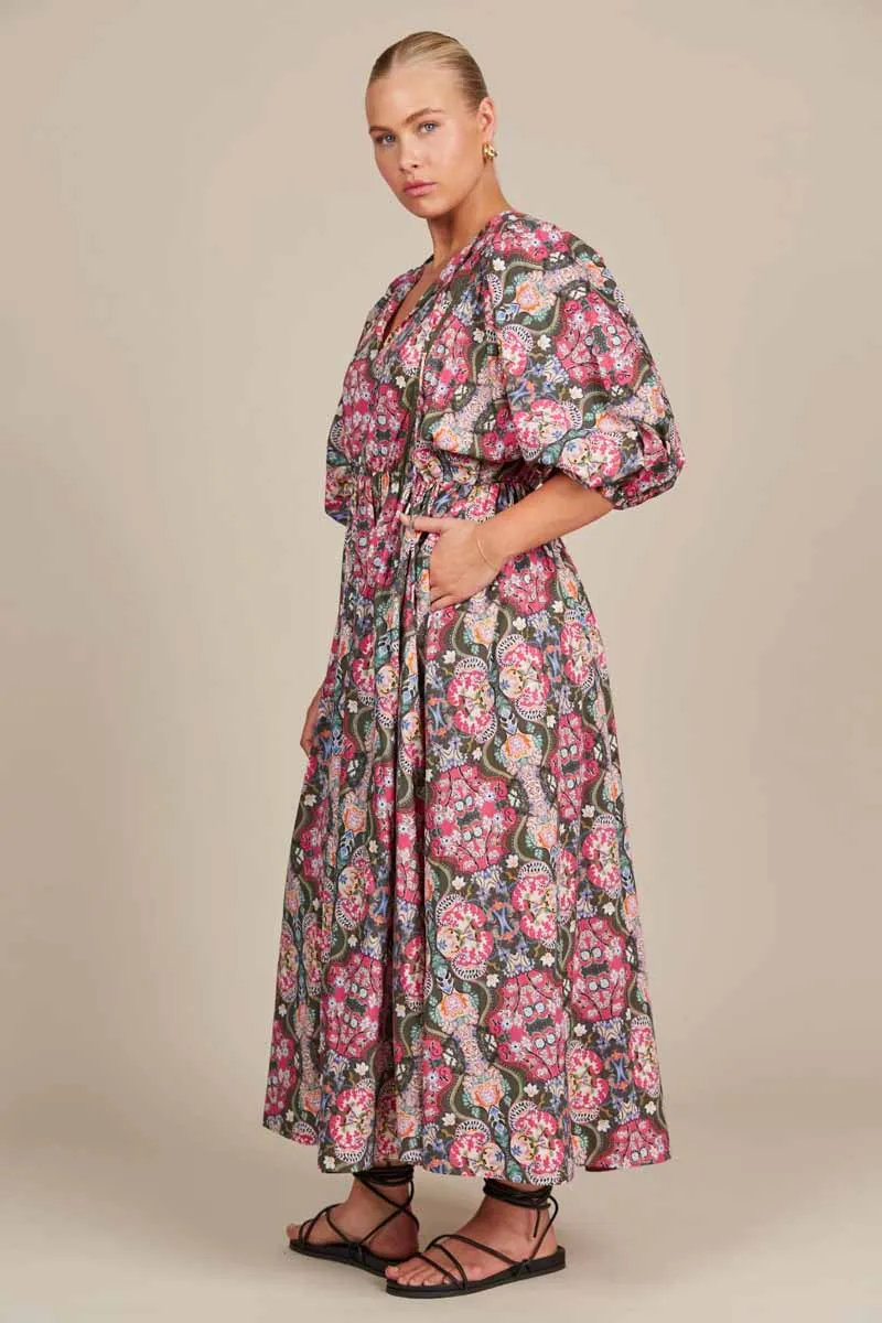 ISLE OF MINE Remi Maxi Dress - Olive Fleuron