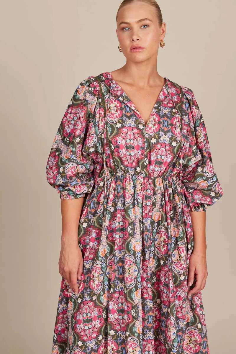 ISLE OF MINE Remi Maxi Dress - Olive Fleuron