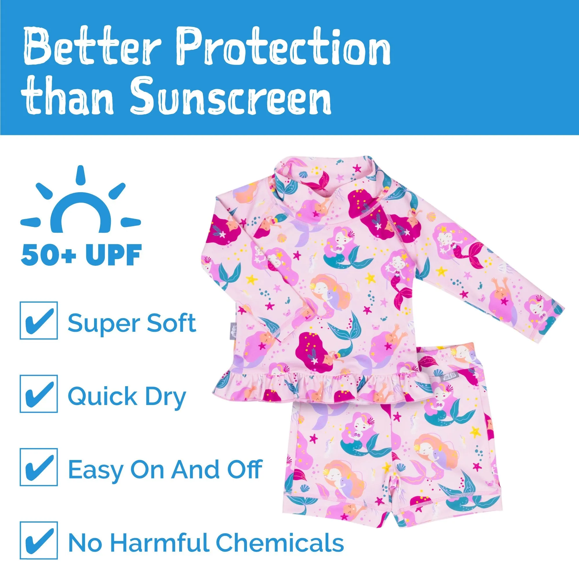 Jan & Jul 2pc UV Suit - Pink Mermaid