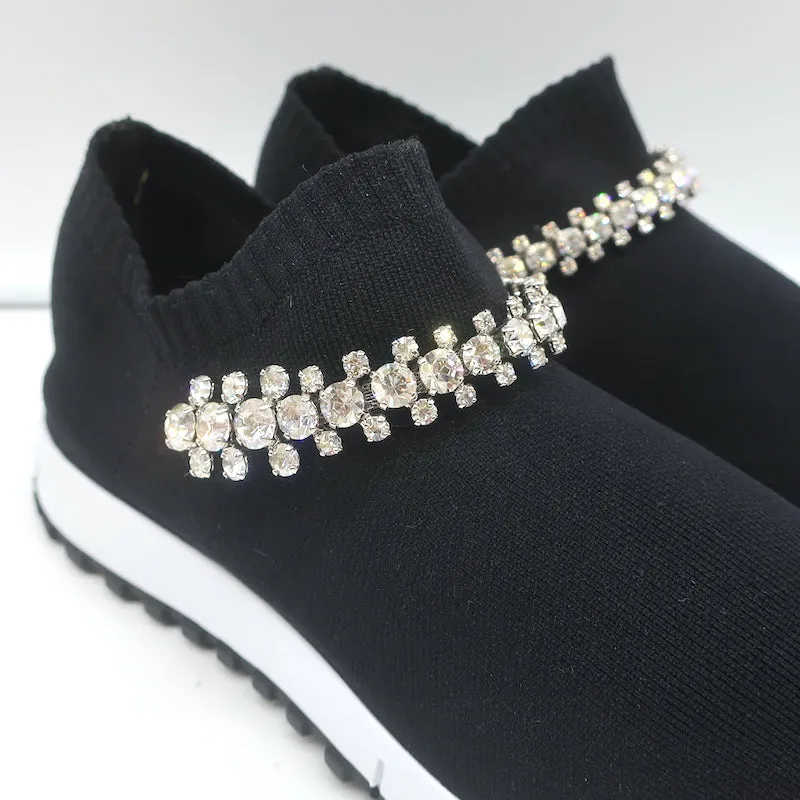 Jimmy Choo Verona Crystal-Embellished Knit Sneakers Black Size 35