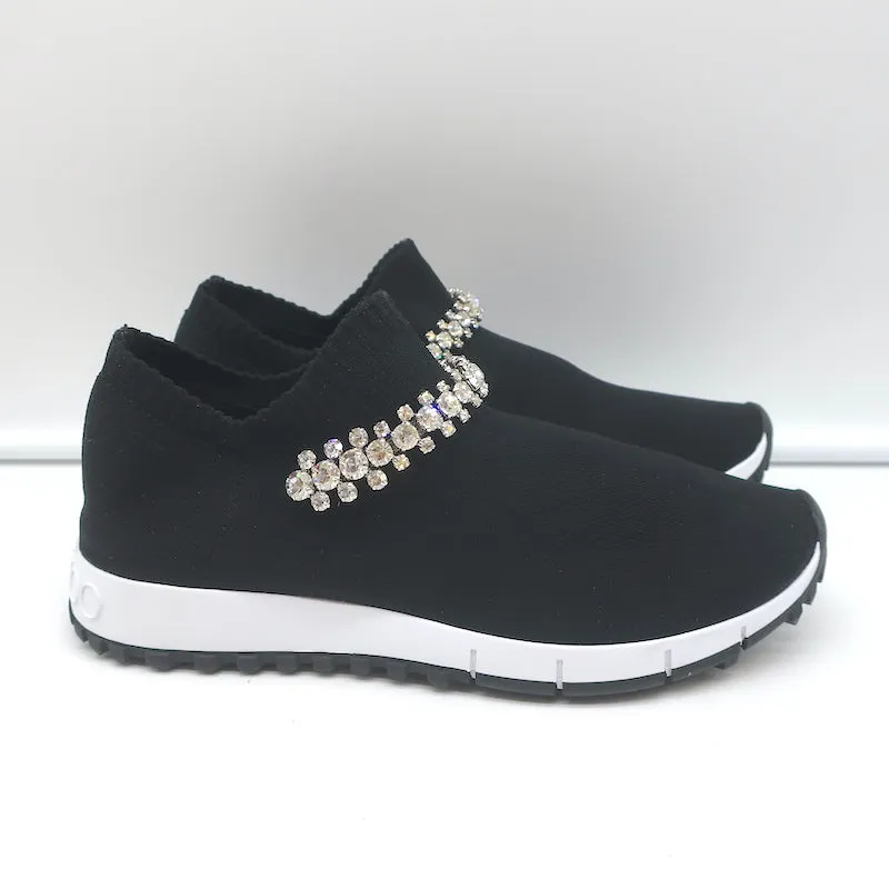 Jimmy Choo Verona Crystal-Embellished Knit Sneakers Black Size 35