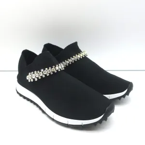 Jimmy Choo Verona Crystal-Embellished Knit Sneakers Black Size 35