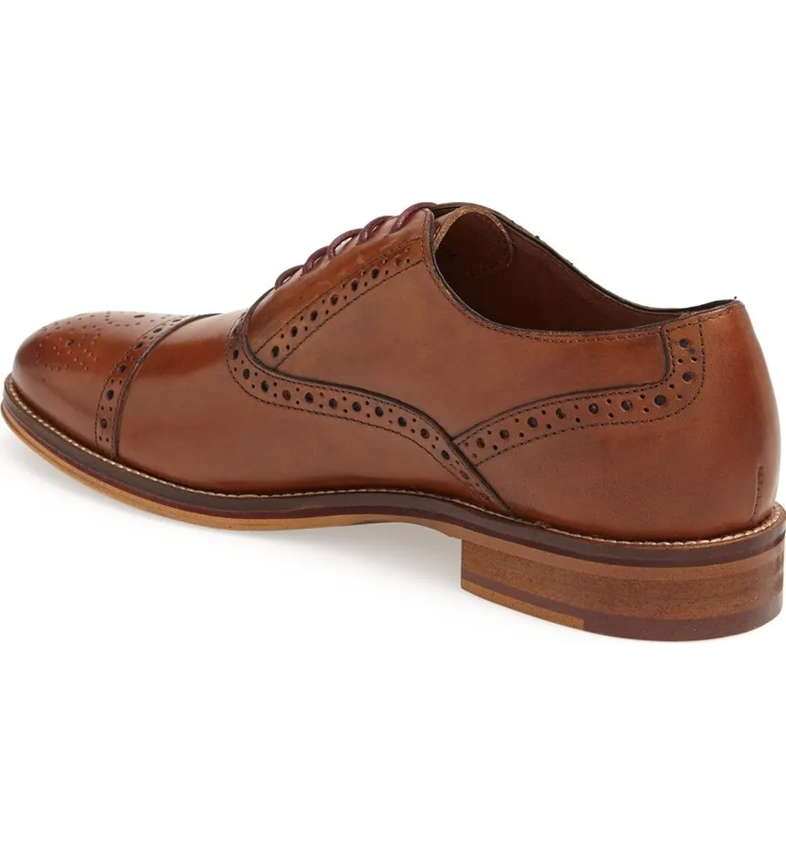 Johnston & Murphy Men's Conard Cap Toe Shoe - Tan Italian Calfskin 8682