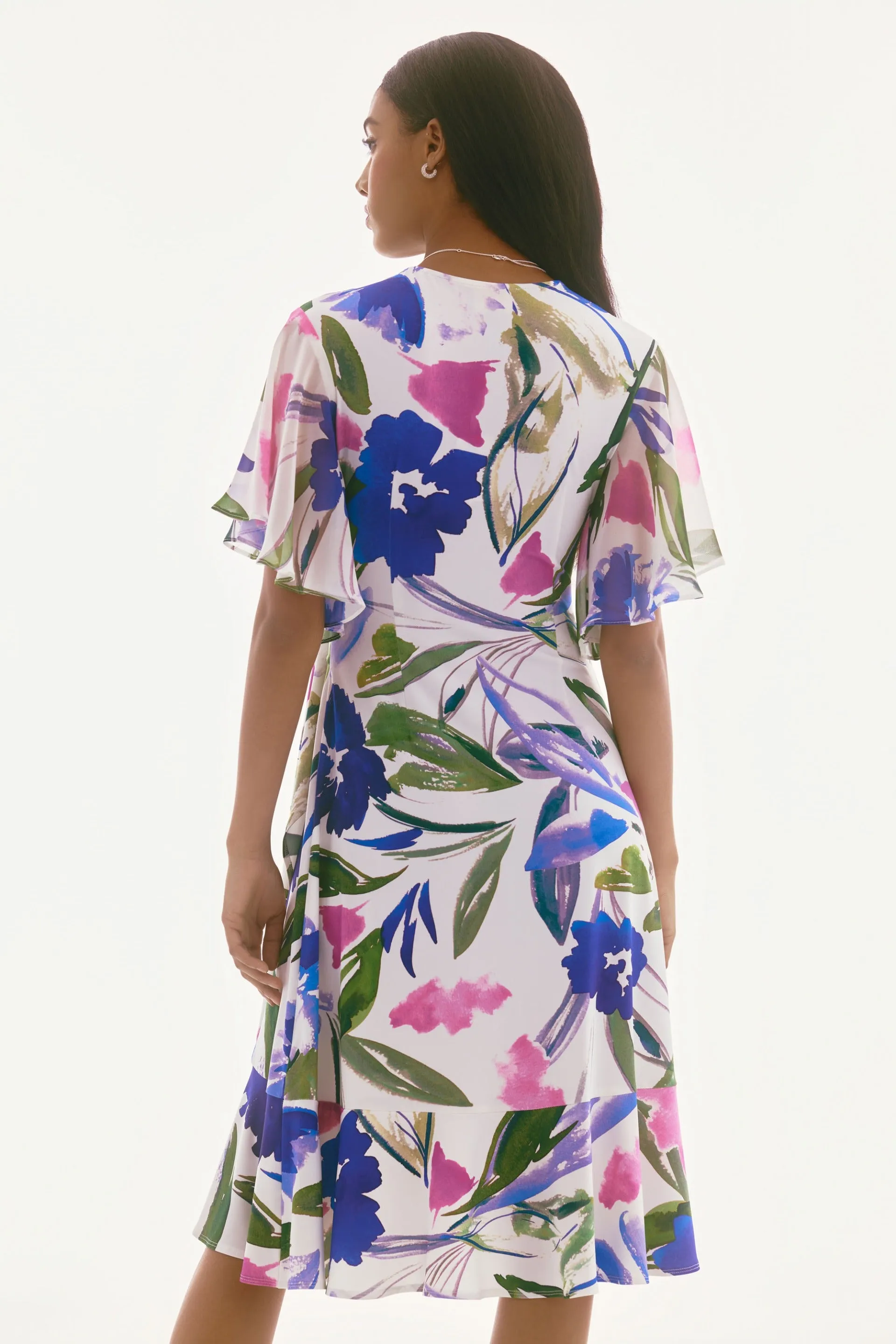 Joseph Ribkoff Off-White/Multi Floral Print Wrap Dress Style 251707