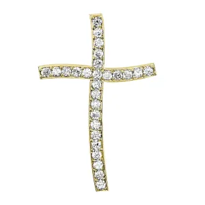 Large Wavy Diamond Cross Pendant, 1.97CT in 14K Yellow Gold