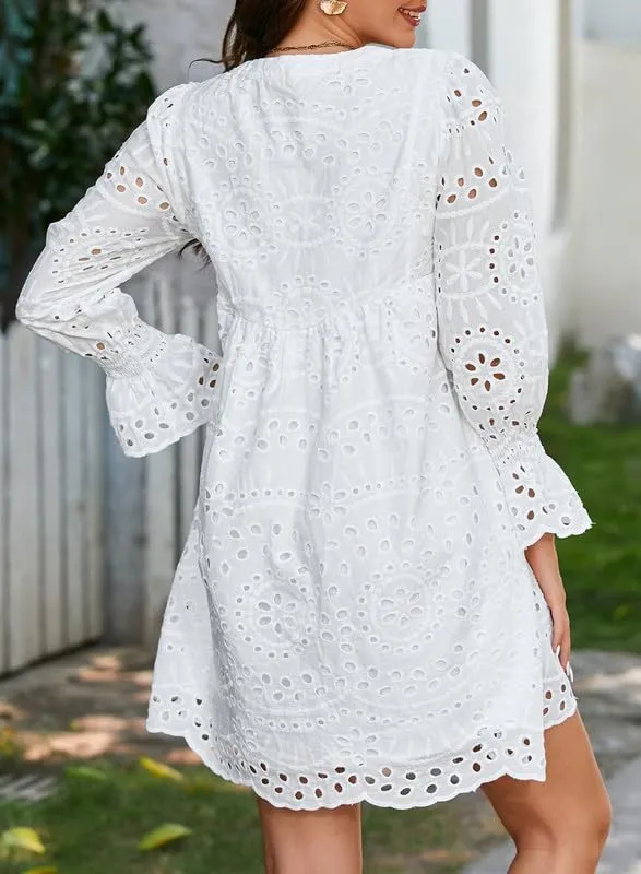 💃Last Day Sales 50% OFF🎉A Line Hollow Out Lace Ruffle Party Dresses