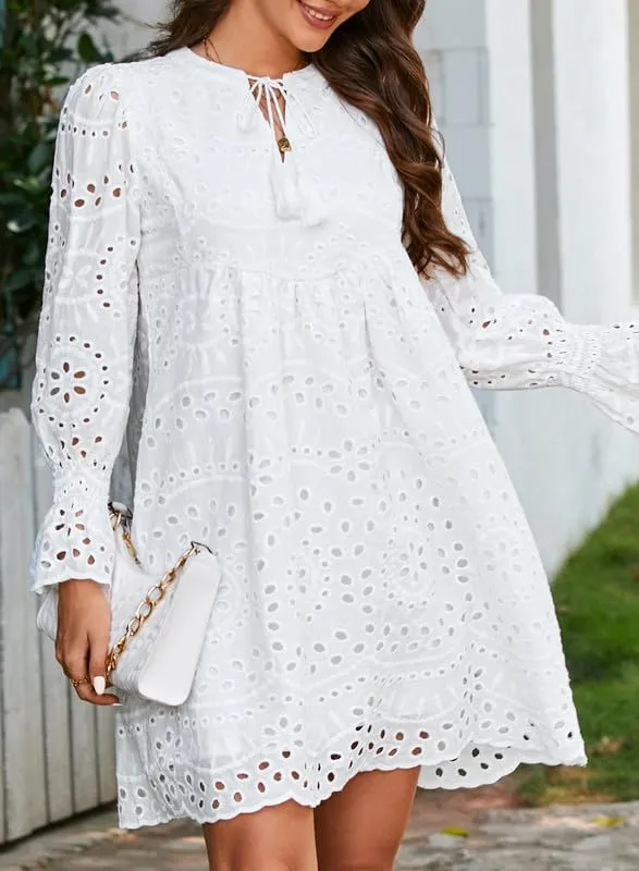 💃Last Day Sales 50% OFF🎉A Line Hollow Out Lace Ruffle Party Dresses