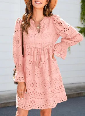 💃Last Day Sales 50% OFF🎉A Line Hollow Out Lace Ruffle Party Dresses