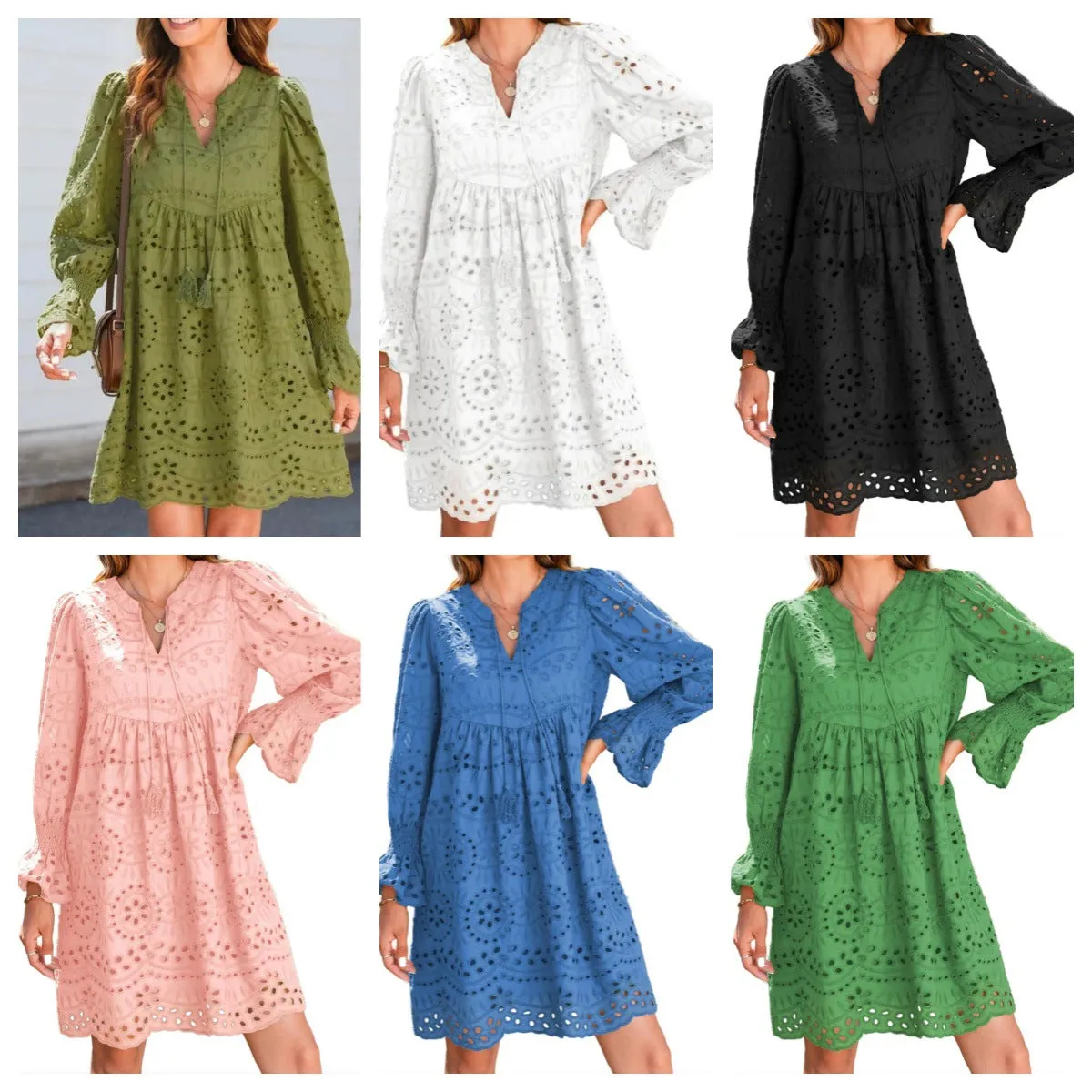 💃Last Day Sales 50% OFF🎉A Line Hollow Out Lace Ruffle Party Dresses