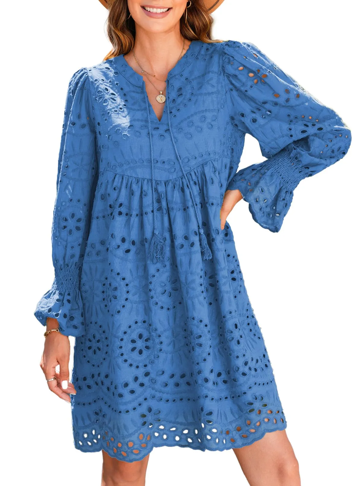 💃Last Day Sales 50% OFF🎉A Line Hollow Out Lace Ruffle Party Dresses