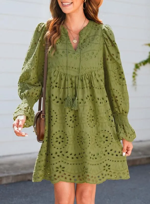 💃Last Day Sales 50% OFF🎉A Line Hollow Out Lace Ruffle Party Dresses