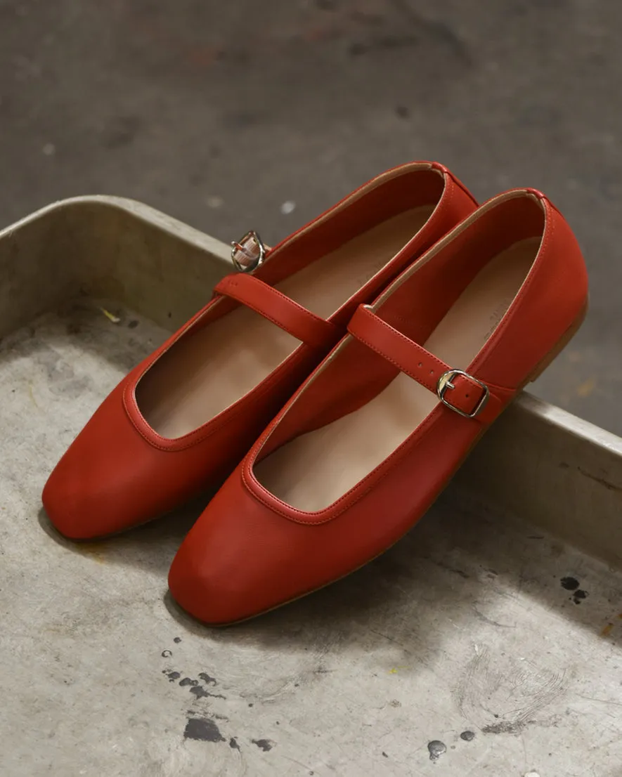 Le Monde Beryl Mary Jane Ballet Flat in Blood Orange