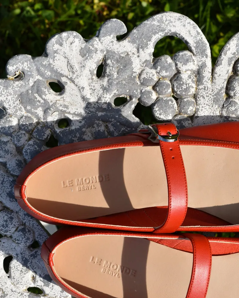 Le Monde Beryl Mary Jane Ballet Flat in Blood Orange
