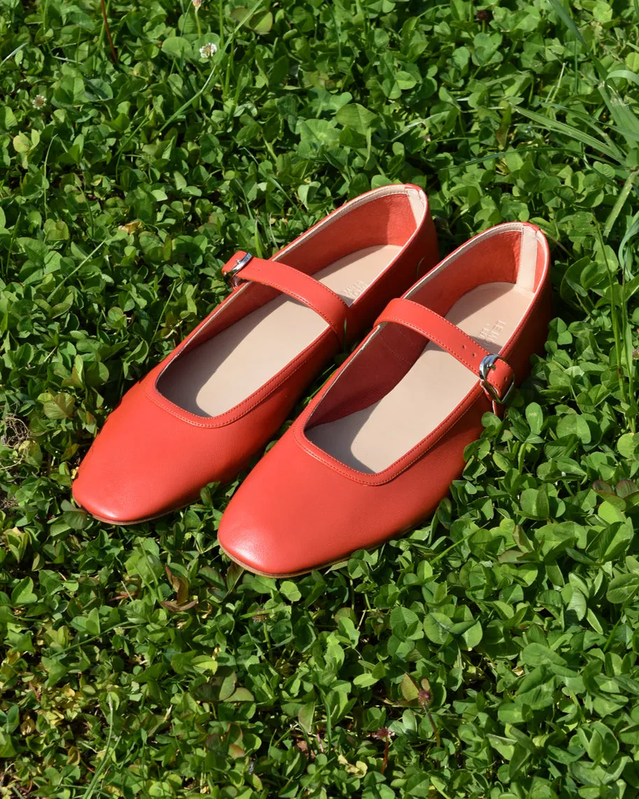 Le Monde Beryl Mary Jane Ballet Flat in Blood Orange