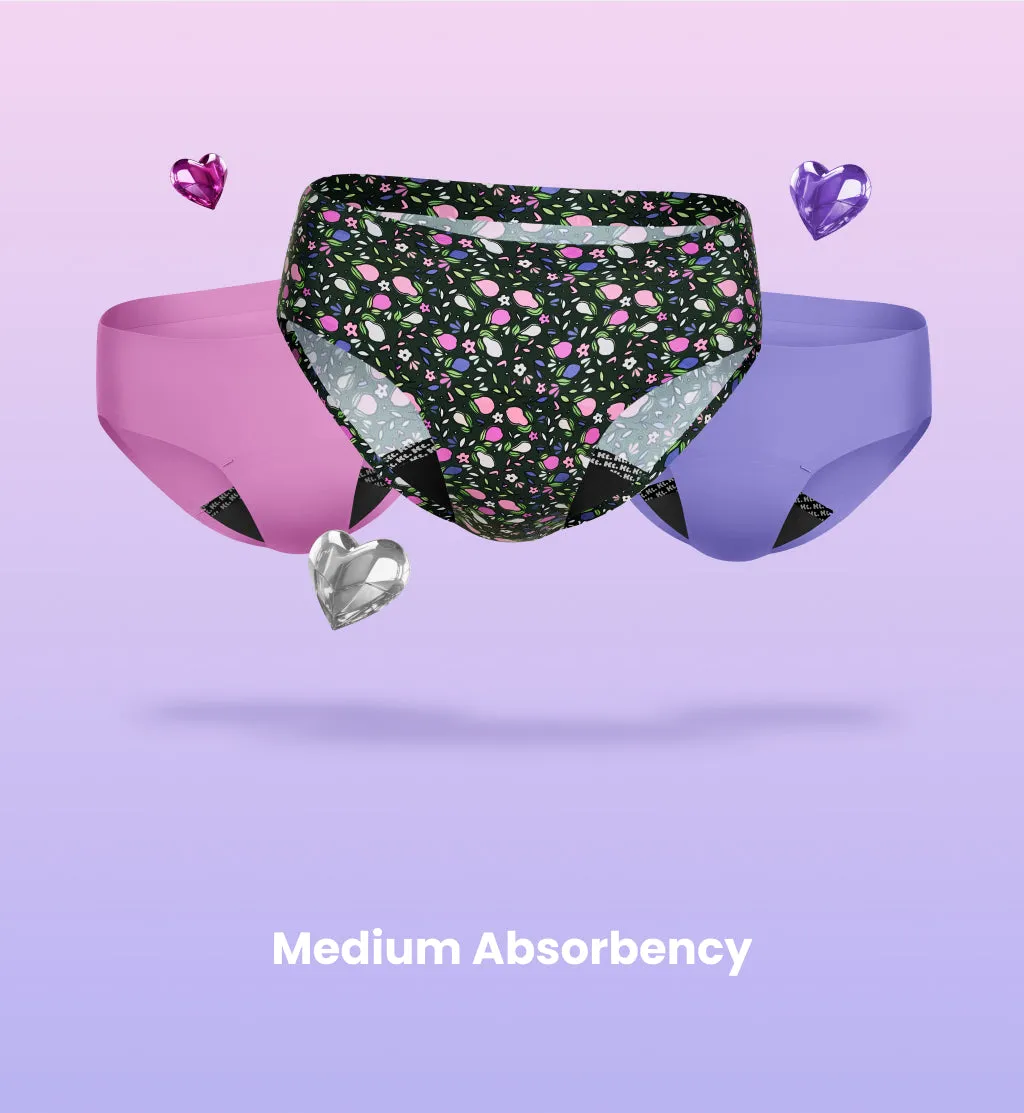 Leakproof UltraThin No-Show Underwear Bikini 3-Pack (4-Pack Item)