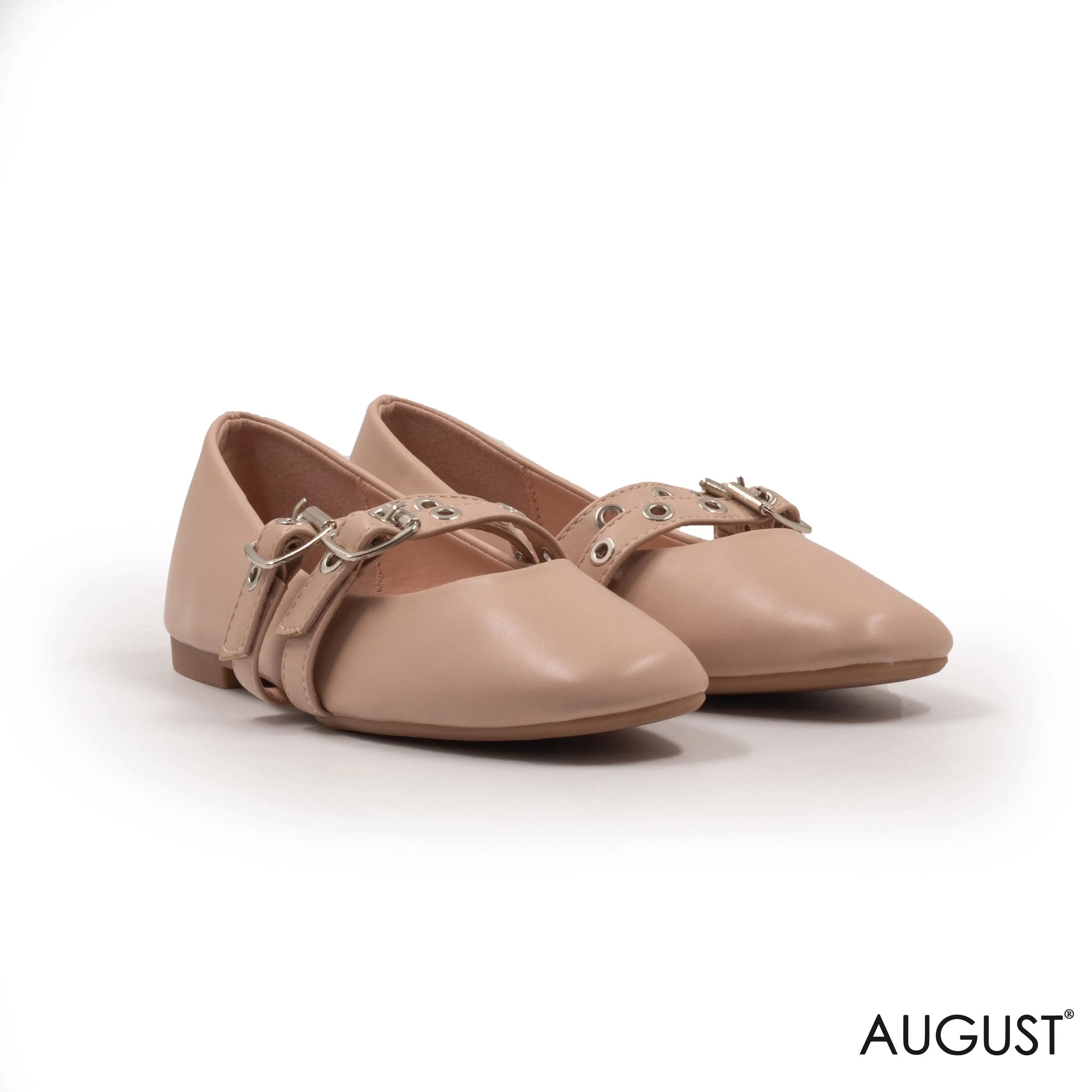 LEATHER  BALLET FLATS WITH STRAPPY