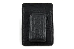 Leather Money Clip Wallet - Buffalo - Onyx Black