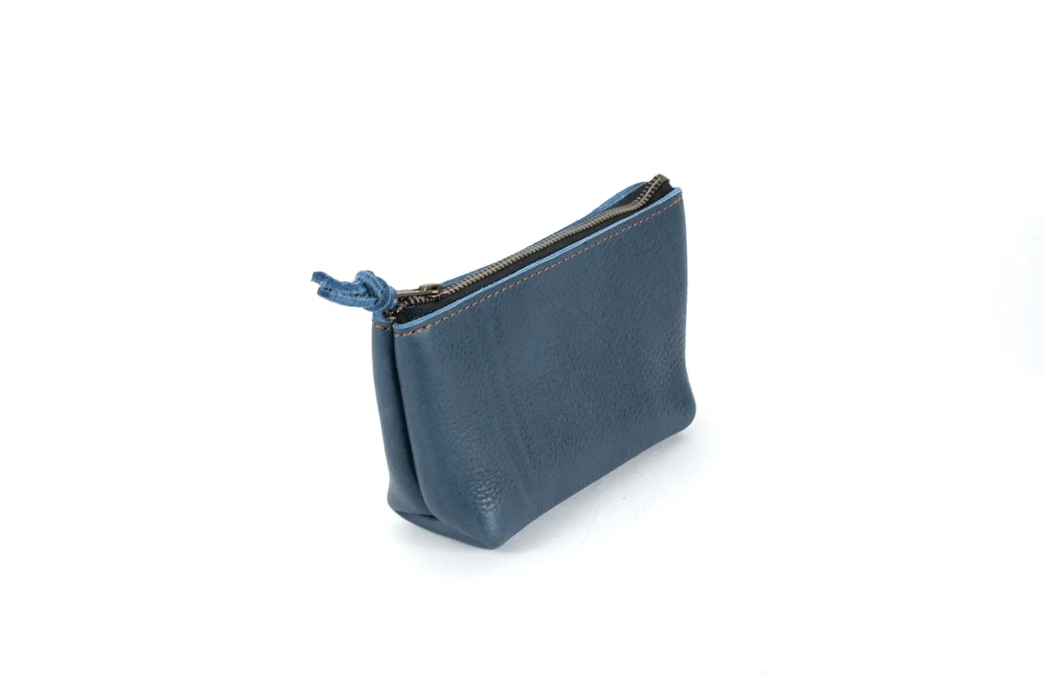 LEATHER ZIPPERED POUCH WITH GUSSET - SMALL