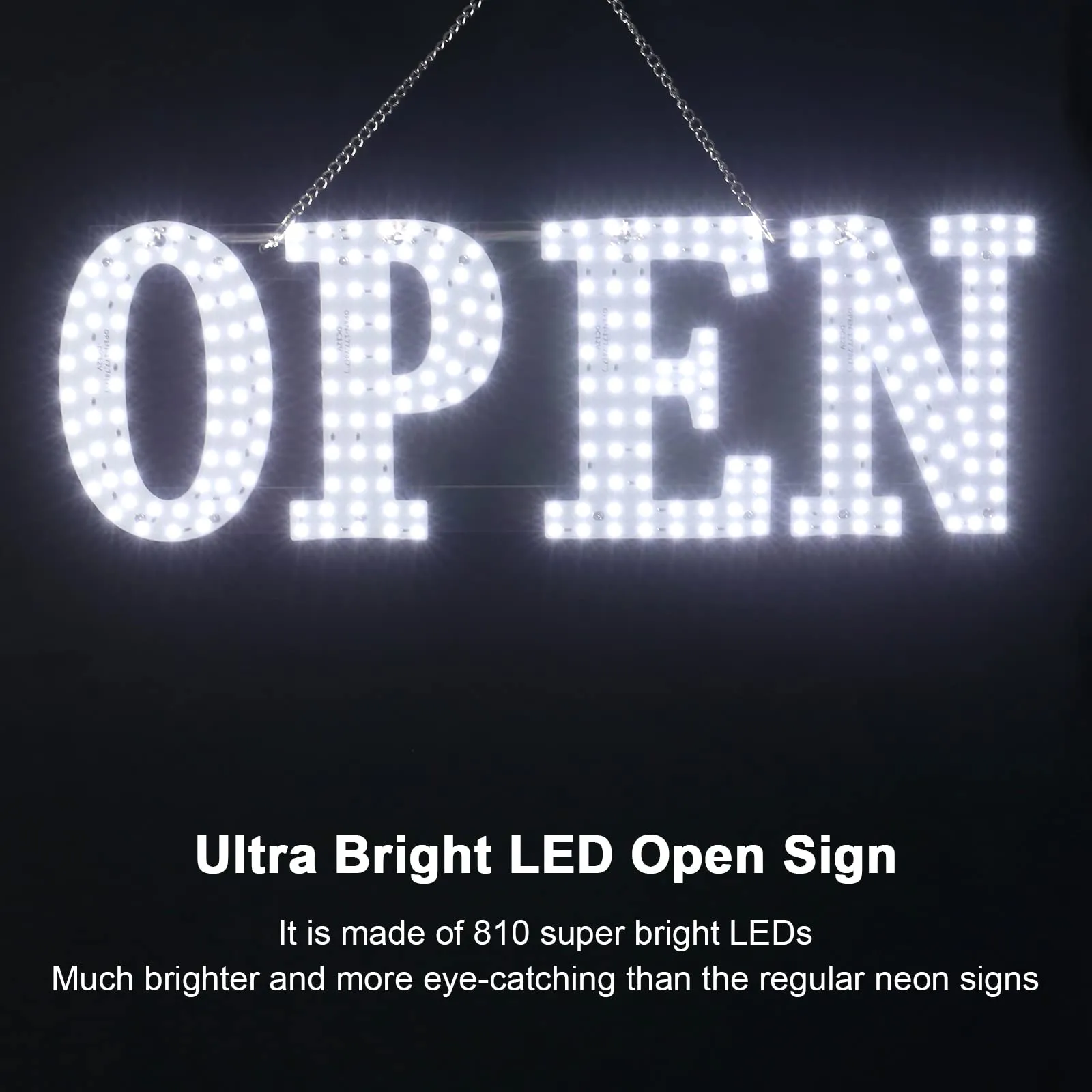 LED Open Signs for Business, 40"x14" Extra Jumbo Unique Design Super Bright Open Sign with Chain, High Visibility Open Sign for Stores Bar Hotel Retail Shops Window Salon Office