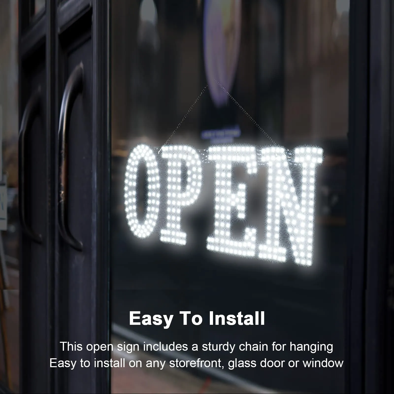 LED Open Signs for Business, 40"x14" Extra Jumbo Unique Design Super Bright Open Sign with Chain, High Visibility Open Sign for Stores Bar Hotel Retail Shops Window Salon Office