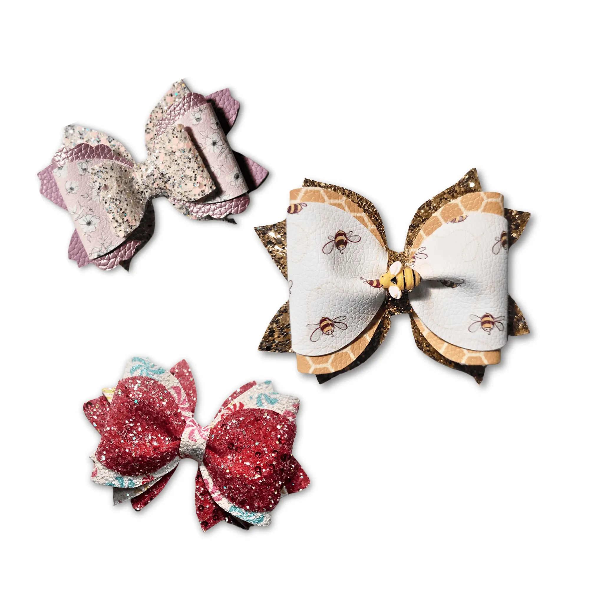 Light Blue Glitter Pebble Hair Bows