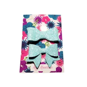 Light Blue Glitter Pebble Hair Bows