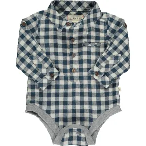 Me & Henry Jasper Woven Onesie - Navy Plaid