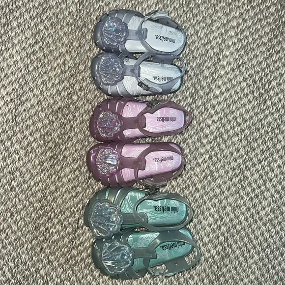 Mini Melissa Aranha XII-Clear Glass Sparkly Shell seashell Sandals size 7